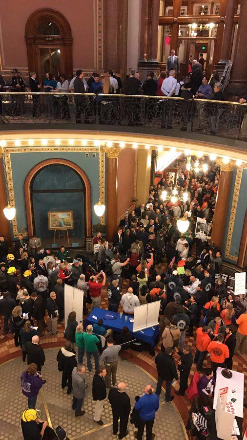 Iowans pack the hall of the Iowa Capitol this week to protest the changes of Chapter 20. 