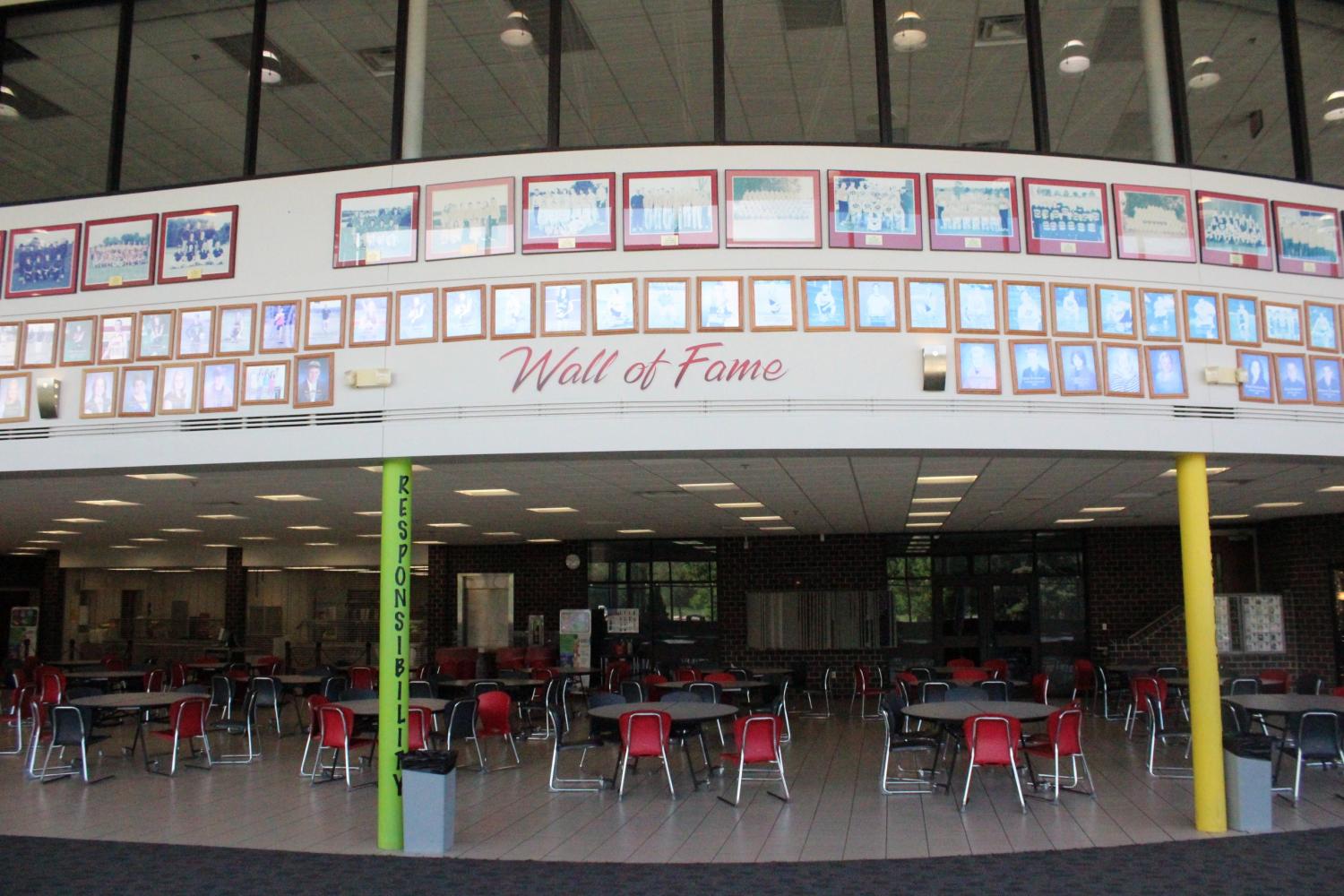 The Wall of Fame was placed in the middle school commons to feature the best and brightest of ADM students. John DenHerder, Elizabeth DenHerder, Chloe Spoonemore, Marissa Meadowcroft, and Emma Rikers photos will be added for going above and beyond in their respective activities.
