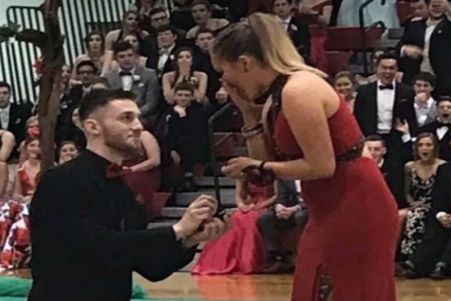 Logan Shield proposes to Gabbi Moss at the Grand March.