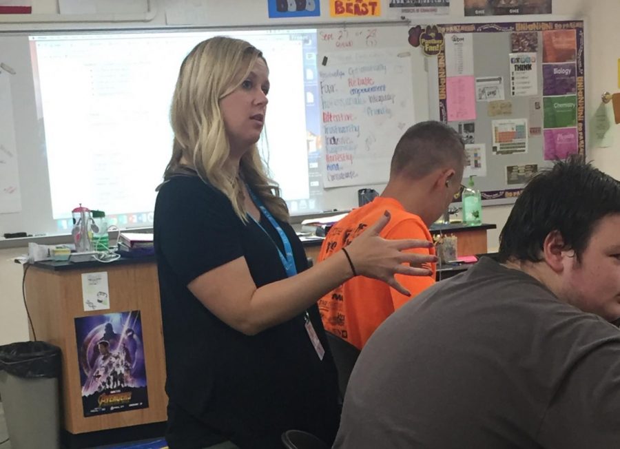 Here Mrs. Boesen teaching her Earth Science class.