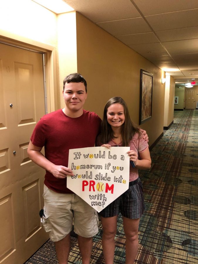 Exemplifying a successful promposal, Zach Sealover asks Emily Hlas to prom while on the band & choir spring break trip. 