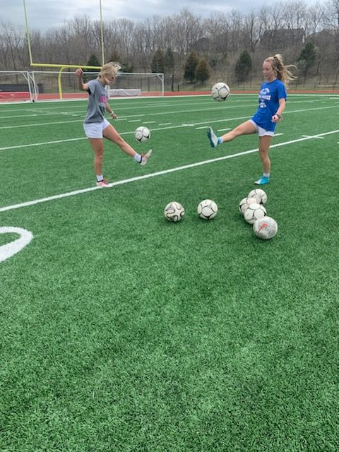 Two+soccer+studs%2C+Josi+Lonneman+%28left%29+and+Delaney+Barton+%28right%29+are+continuing+to+practice+their+game+during+Covid-19+crisis.