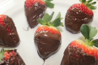 Enjoy a chocolate covered strawberry! Find the video recipe under the food features!