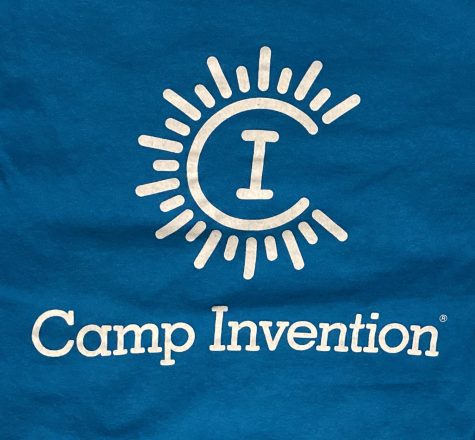 The Camp Invention logo from the front of a volunteers shirt from a couple years ago. About four high schoolers will be put with a group of about 20 kids of similar ages. The kids range from grades K-6. 
