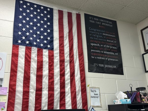 The American Flag hangs in every classroom at ADM High School. Students are encouraged stand and face the flag every morning as the Pledge of Allegiance is recited. 