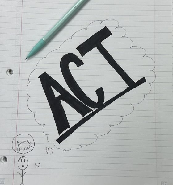 A photo drawn by Carmen Schwalen, representing the feelings felt by high school students while thinking about the ACT.