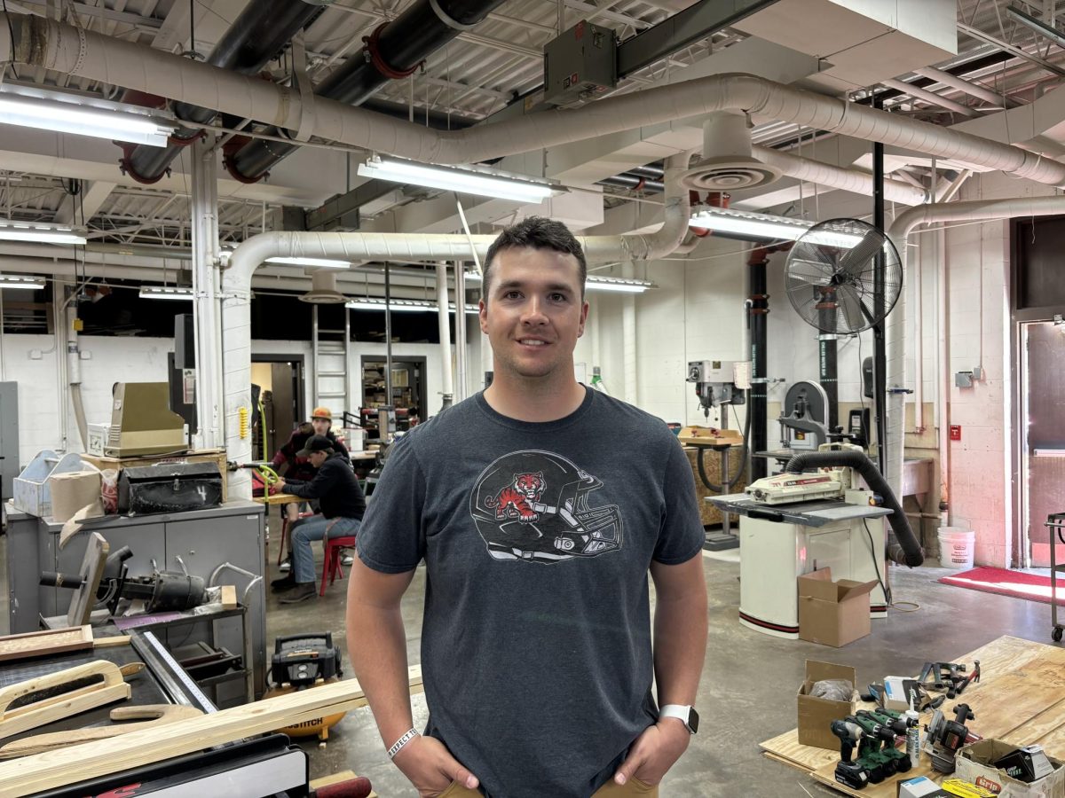 Mr. Thompson teaches industrial tech and spends a lot of his time helping students construct and build the things their peers see around the high school.
