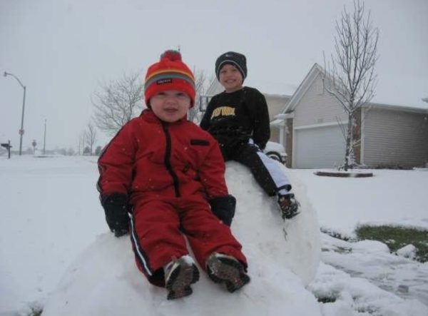 Brody Hunt and his brother playing in the snow at an early age. 