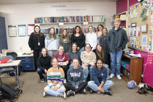 This school years members of the Crochet and Knitting club 