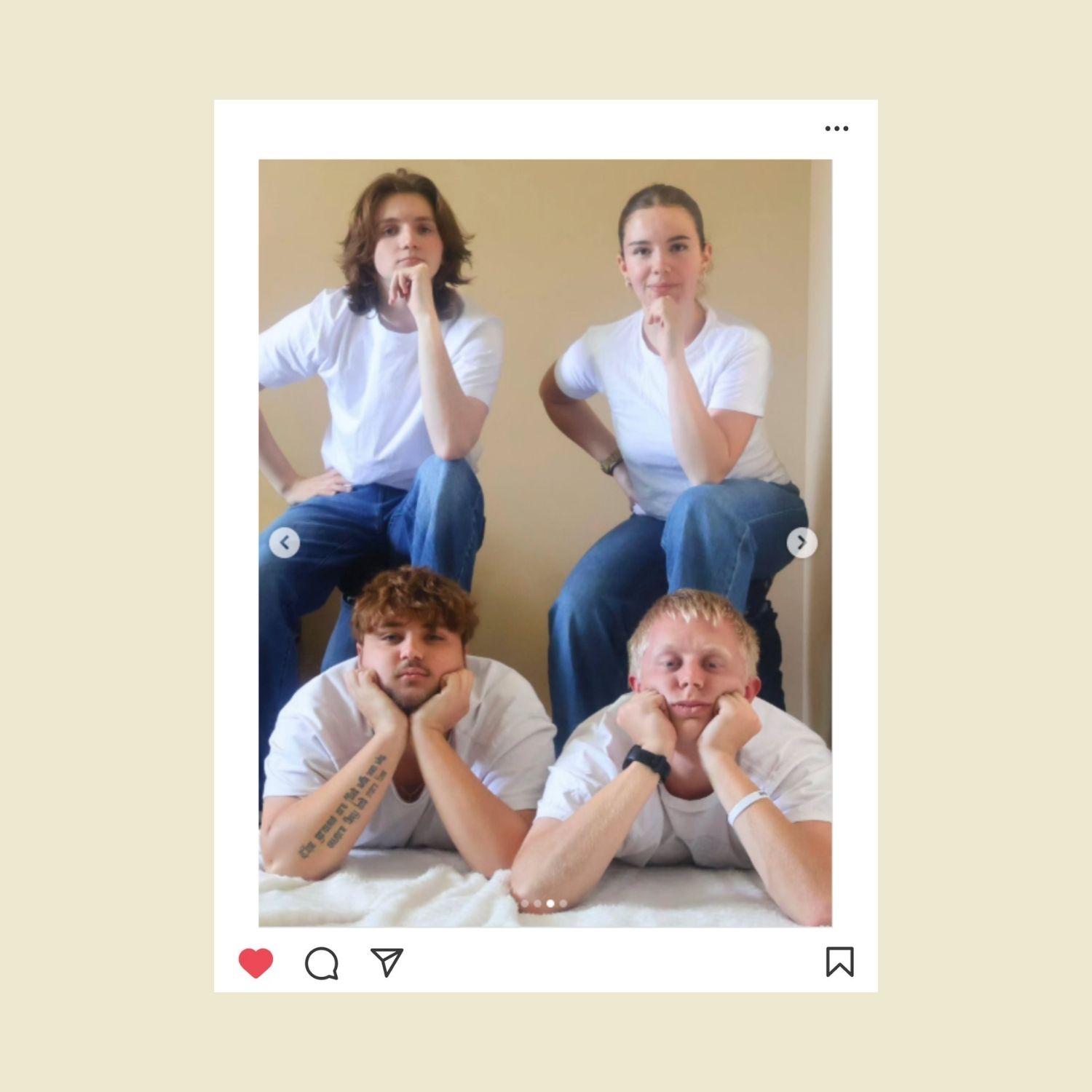 Hailey Lensch, Christian McAdon, Owen Royer, and Carter Haaland took “family photos” to use on their grad card invites.